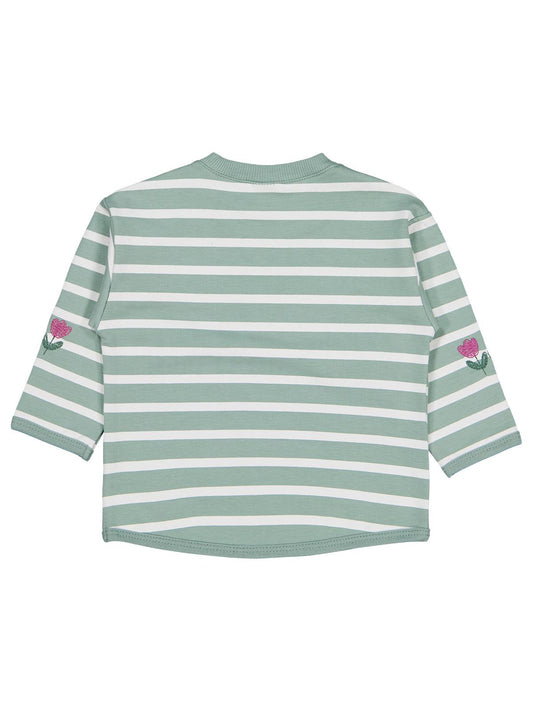 Civil Baby Çizgi Emp. Çiçek Nakışlı 6-18 Ay Sweatshirt - Yeşil