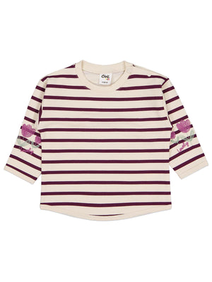 Civil Baby Çizgi Emp. Çiçek Nakışlı 6-18 Ay Sweatshirt - Bej