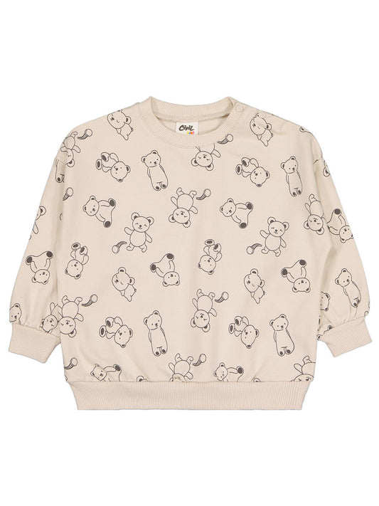 Civil Baby Kontür Ayı Empirme 6-18 Ay Sweatshirt - Bej