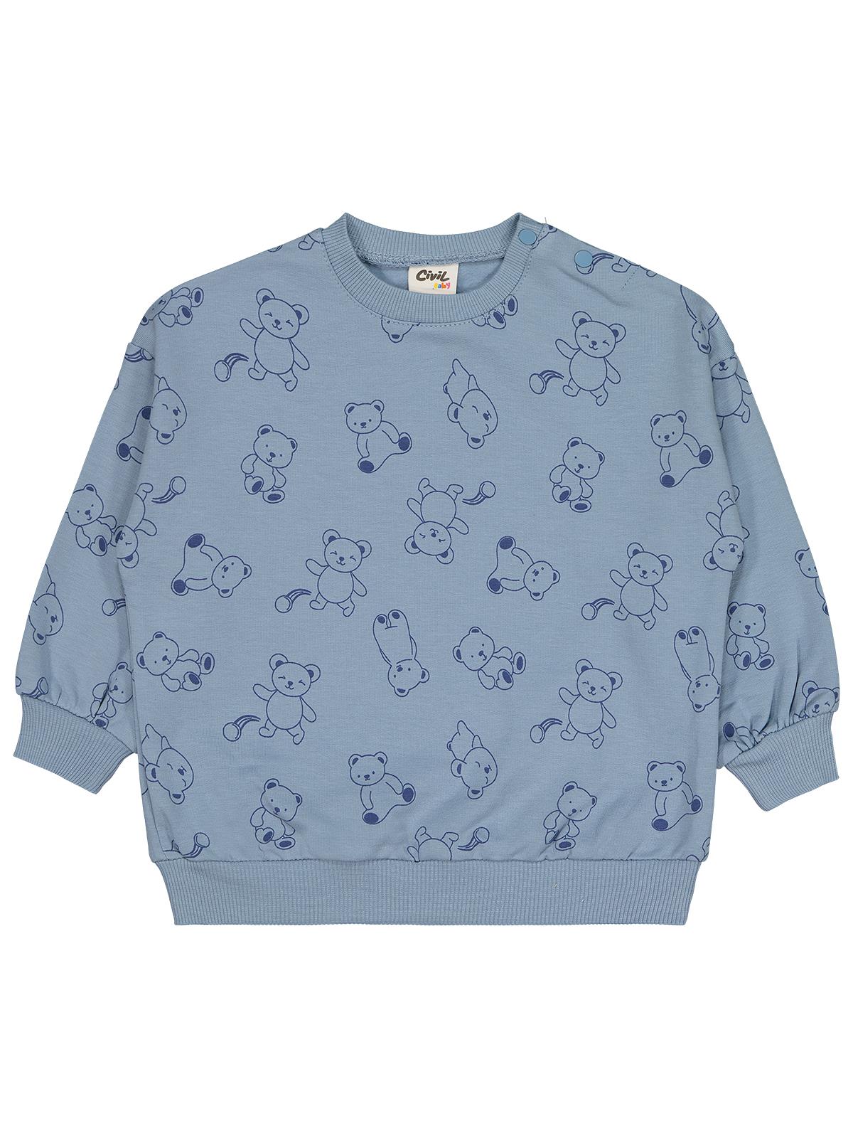 Civil Baby Kontür Ayı Empirme 6-18 Ay Sweatshirt - Mavi