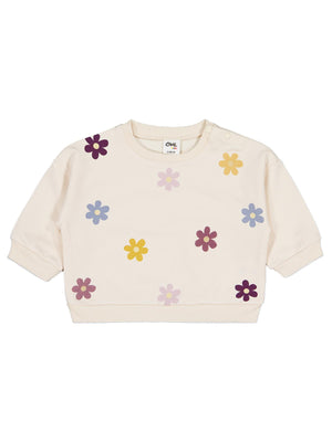 Civil Baby Çiçek Baskı ve Nakışlı 6-18 Ay Sweatshirt - Bej