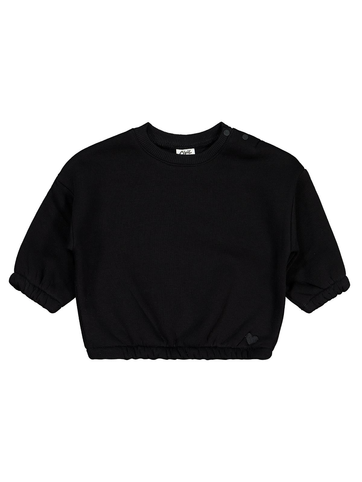 Civil Baby Kalp Nakışlı Basic 6-18 Ay Sweatshirt - Siyah