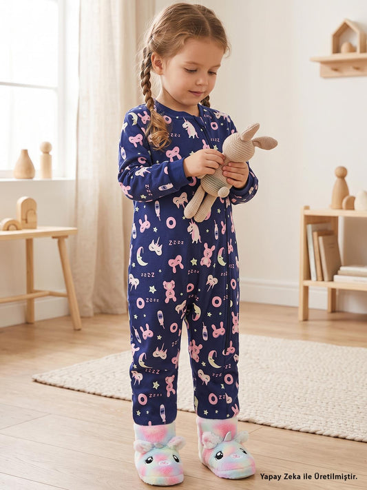 Civil Girls Unicorn Ve Uyku Empirme 90 Gr 2-5 Yaş Uyku Tulumu - Mavi