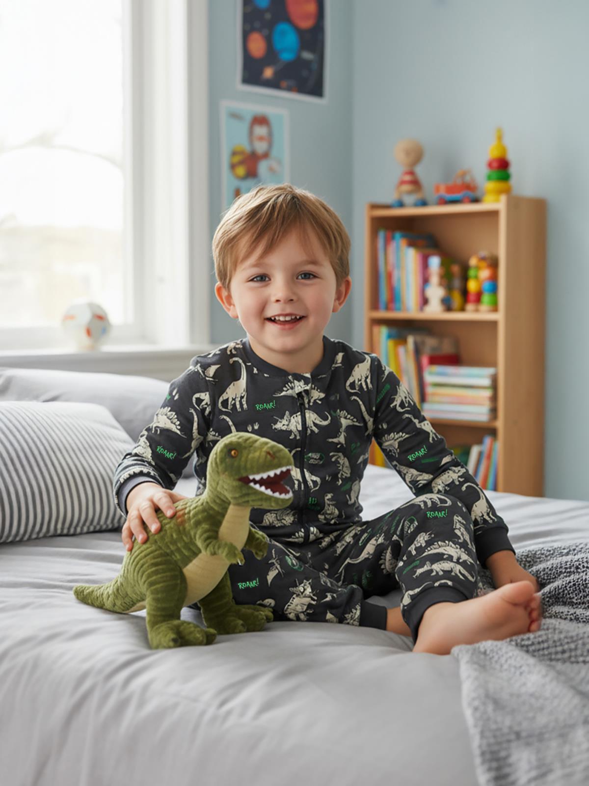 Civil Boys Roar Dino Empirme | Pamuklu Süprem | Uzun Kollu Bisiklet Yaka | 1.2 TOG Uyku Tulumu - Gri