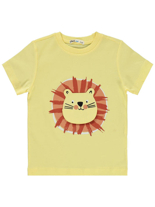 Civil Boys Ağzı Açılan Aslan Nakışlı 2-5 Yaş Pijama Takımı - Sarı