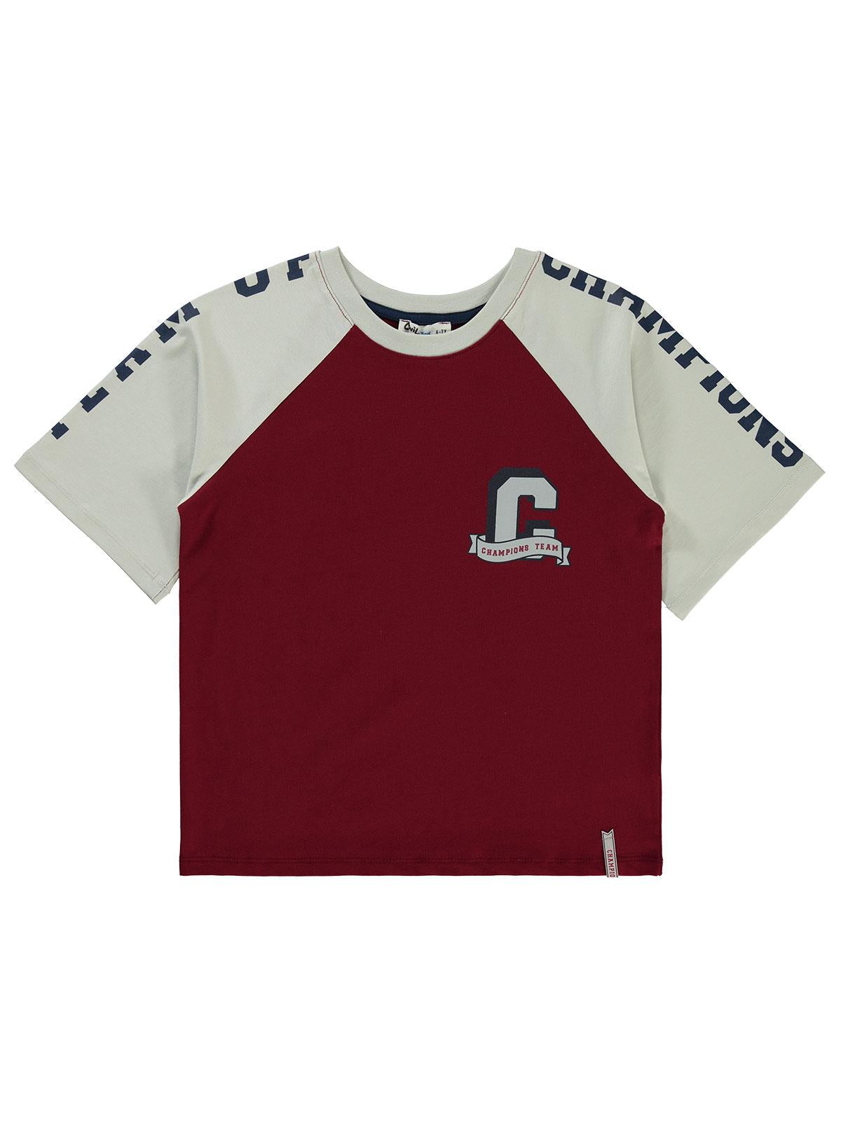 Civil Boys 34 Baskılı 10-13 Yaş Tişört - Bordo
