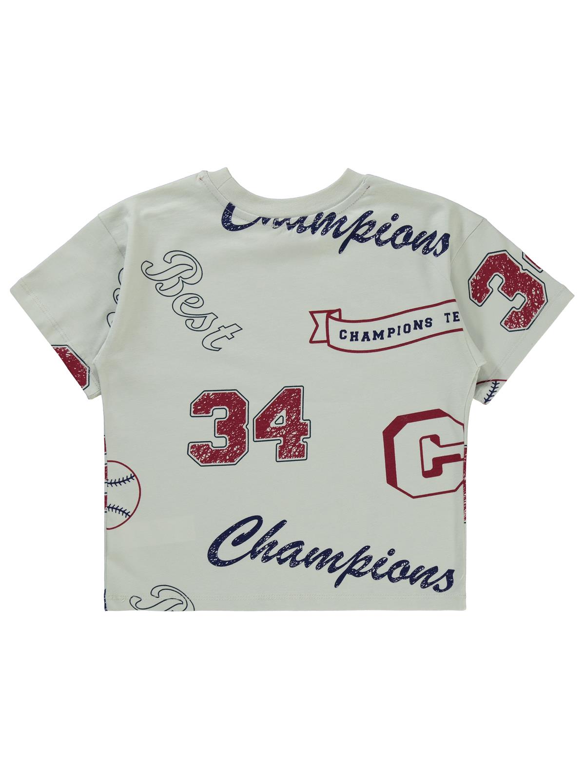 Civil Boys Champıons Emprime 10-13 Yaş Tişört - Bordo