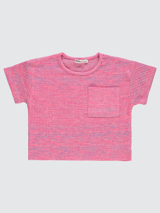Civil Girls Renkli Melanjlı Kaşkorse 6-9 Yaş Tişört - Pembe