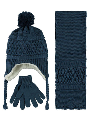 Civil Boys Garson Basic 10-13 Yaş Atkı Bere Eldiven Set - Mavi