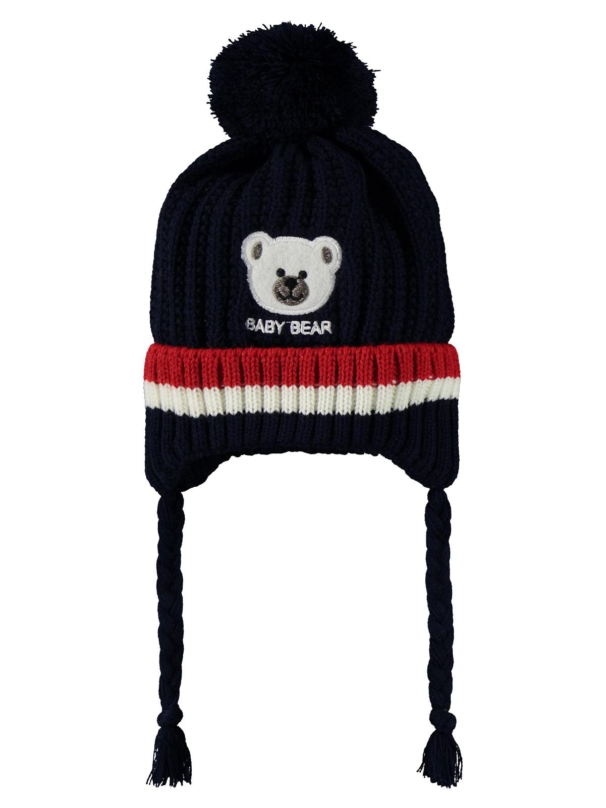 Civil Baby Baby Bear Nakış Desen 0-24 Ay Atkı Bere Eldiven Set - Lacivert