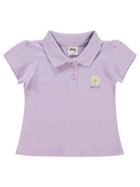 Civil Baby Papatya Nakışlı  6-18 Ay Tişört - Lila