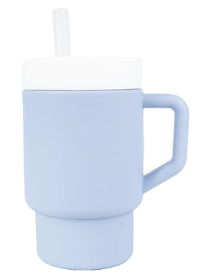 Pandish Mugley Tek Kulplu Kapaklı Pipetli Silikon Alıştırma Bardağı - Mavi