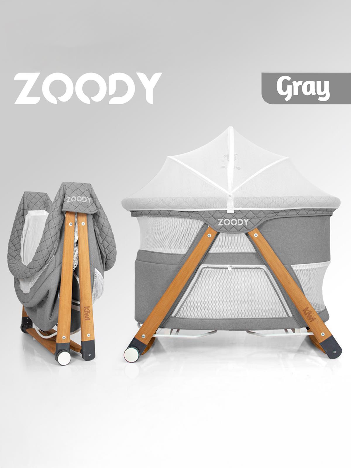 Kiwi Zoody Ligna Anne Yanı Bebek Beşiği - Gri