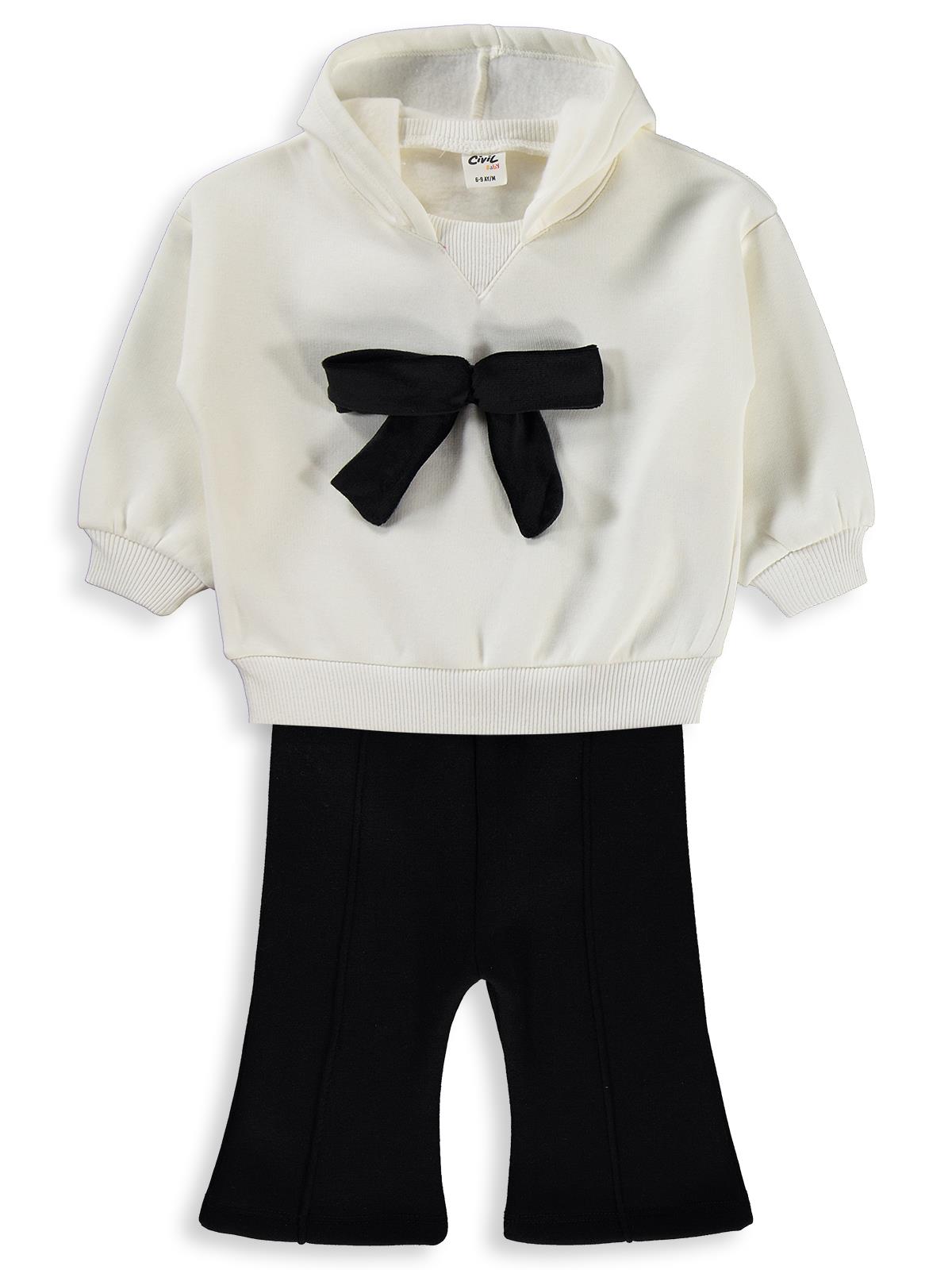Civil Baby Fiyonk Nakışlı 6-18 Ay Takım - Ekru