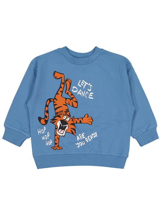 Civil Erkek Çocuk Lets Dance Baskılı Sweatshirt | 2 İp Uzun Kol | Okul Kreş ve Günlük Kullanım - Mavi