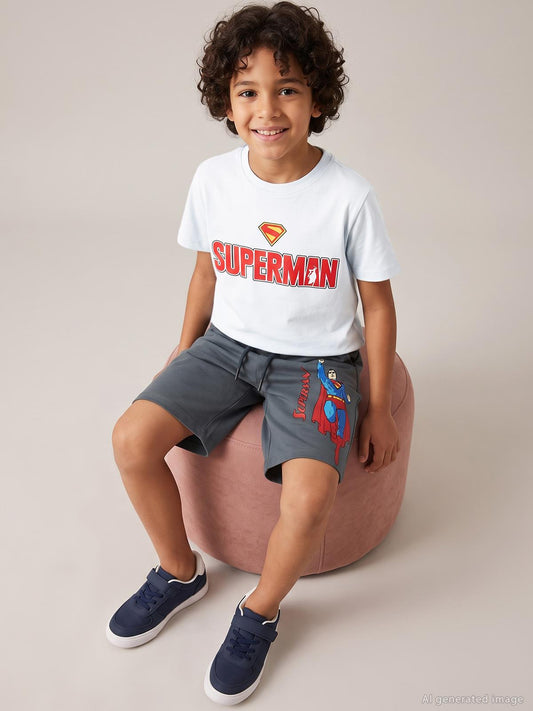 Süperman Baskılı 10-13 Yaş Kapri - Gri