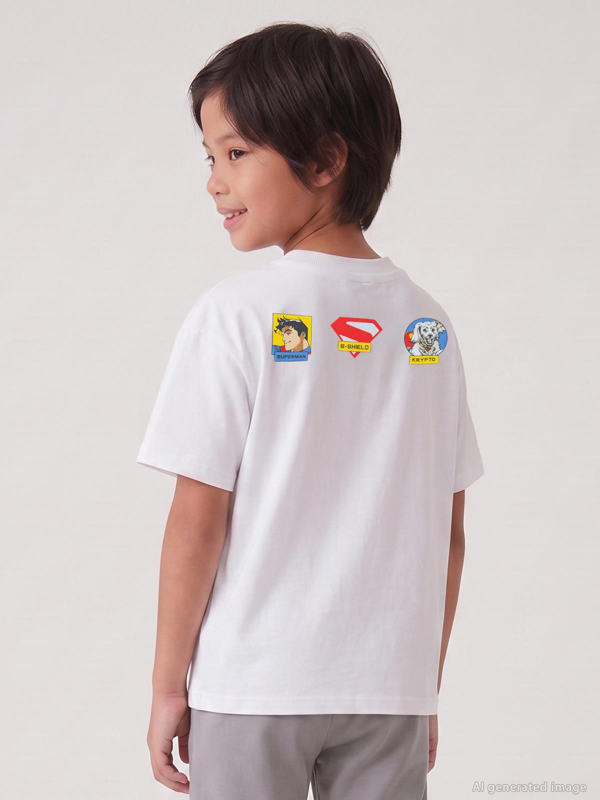 Süperman Krypto Baskılı 6-9 Yaş Tişört - Beyaz