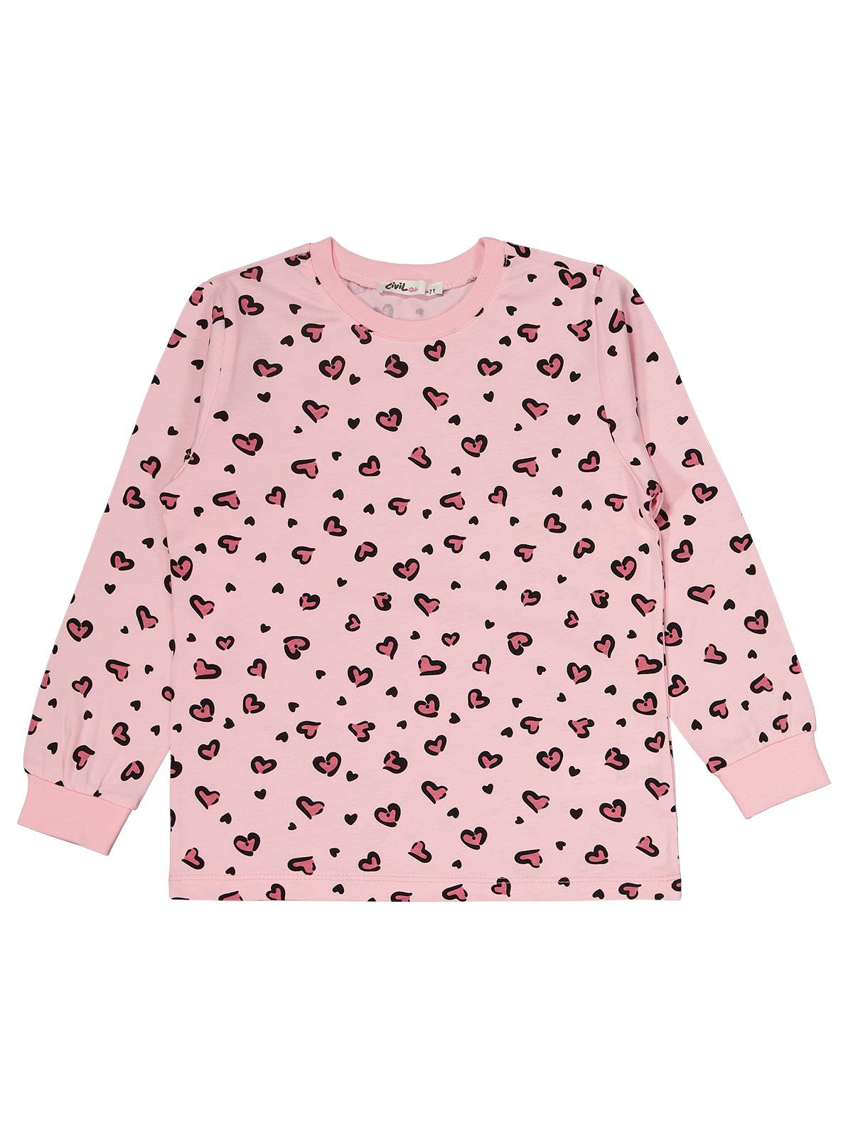 Civil Girls Kız Çocuk Leopar Pijama Takımı | Süprem Uzun Kol Bisiklet Yaka | Okul Kreş ve Günlük Kullanım - Pembe
