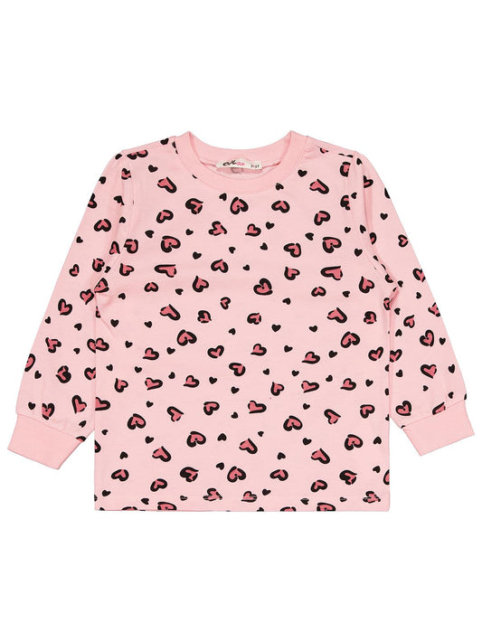 Civil Girl Kız Çocuk Leopar Pijama Takımı | Süprem Uzun Kol Bisiklet Yaka | Okul Kreş ve Günlük Kullanım - Pembe
