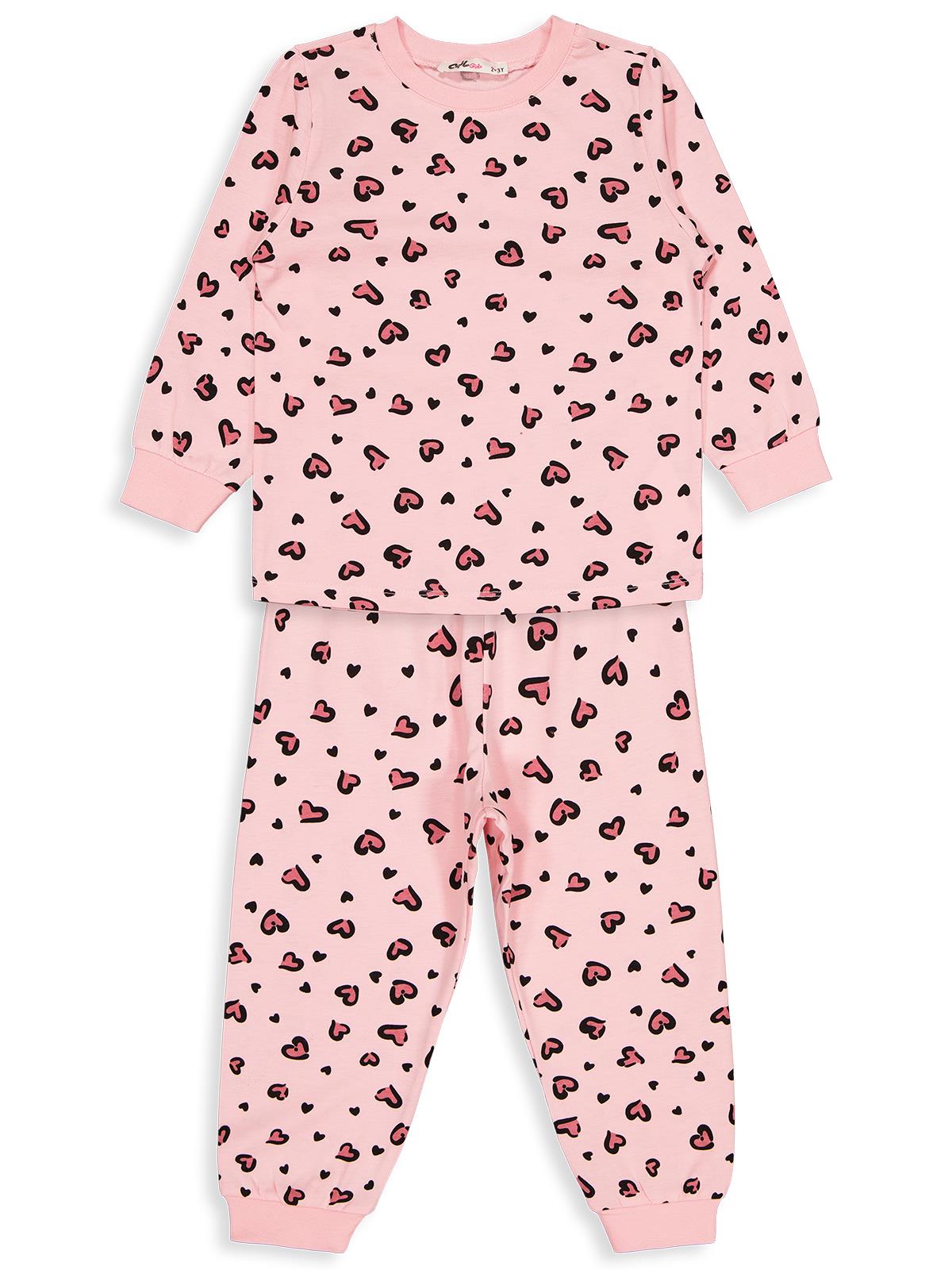 Civil Girl Kız Çocuk Leopar Pijama Takımı | Süprem Uzun Kol Bisiklet Yaka | Okul Kreş ve Günlük Kullanım - Pembe