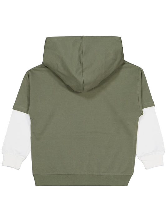Civil Erkek Çocuk Stop Yıldız Baskılı Sweatshirt | 2 İp Uzun Kol | Okul Kreş ve Günlük Kullanım - Haki