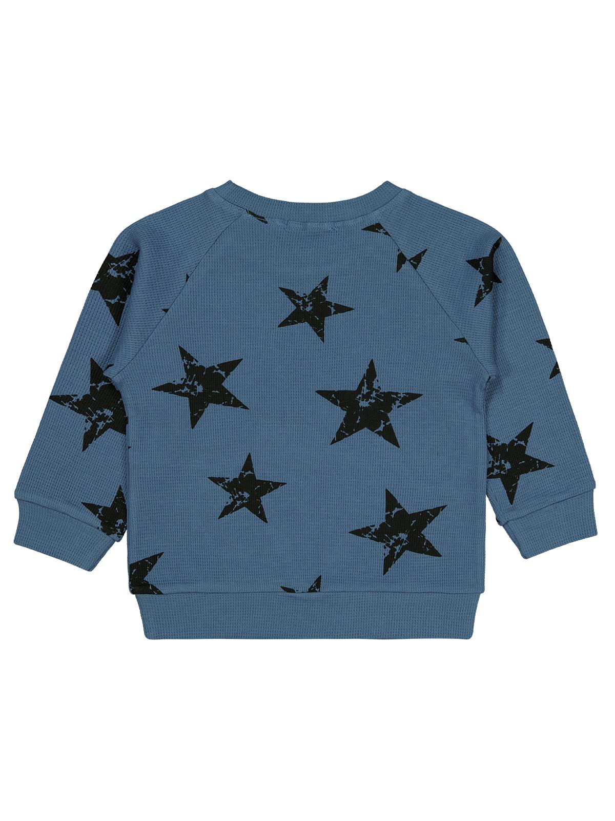 Civil Erkek Çocuk Yıldız Empirme Baskılı Sweatshirt | Waffle Uzun Kol | Okul Kreş ve Günlük Kullanım - Mavi