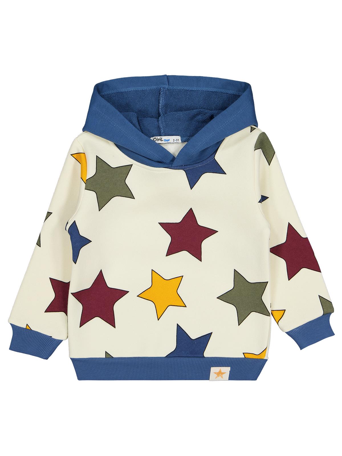 Civil Boys Renkli Yıldız Baskılı 2-5 Yaş Sweatshirt - Bordo