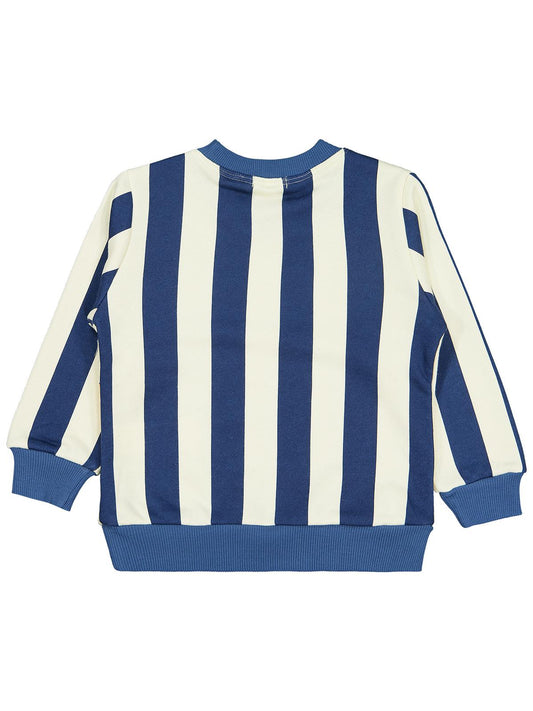 Civil Erkek Çocuk Çizgili Yıldız Baskılı Sweatshirt | 3 İp Uzun Kol | Okul Kreş ve Günlük Kullanım - Mavi