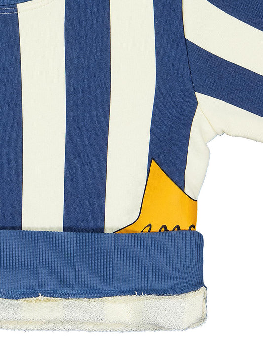 Civil Erkek Çocuk Çizgili Yıldız Baskılı Sweatshirt | 3 İp Uzun Kol | Okul Kreş ve Günlük Kullanım - Mavi