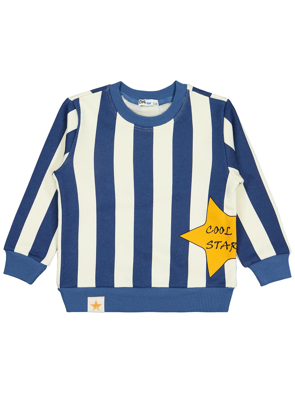 Civil Boys Çizgili Yıldız Baskılı 2-5 Yaş Sweatshirt - Bordo