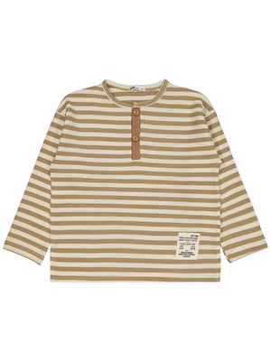 Civil Boys Çizgili Sahte Patlı 6-9 Yaş Sweatshirt - Kahve