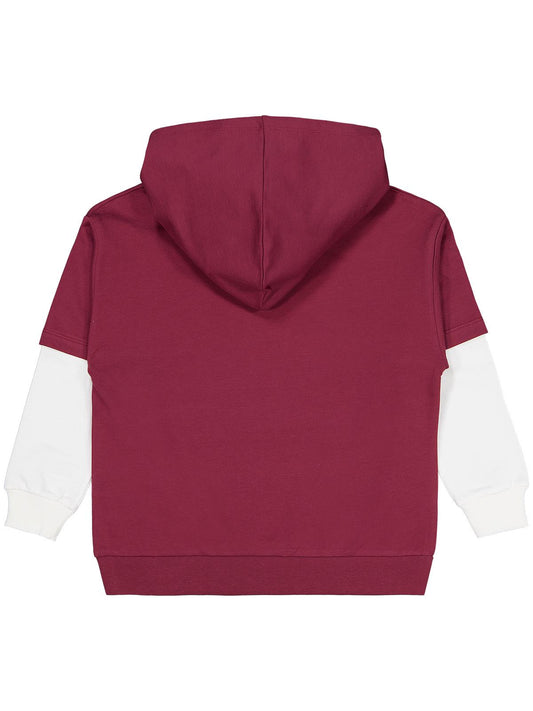 Civil Erkek Çocuk Stop Yıldız Baskılı Sweatshirt | 2 İp Uzun Kol | Okul Kreş ve Günlük Kullanım - Bordo