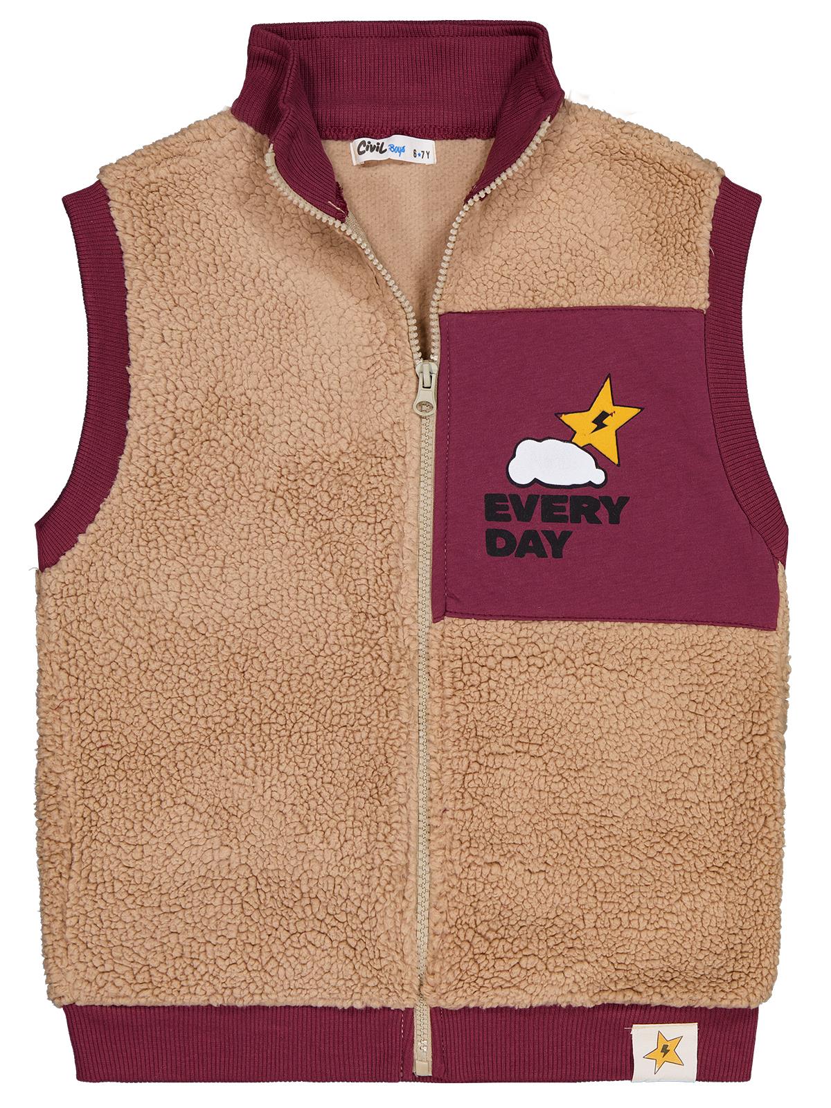 Civil Boys Every Day Baskılı 6-9 Yaş Yelek - Bordo