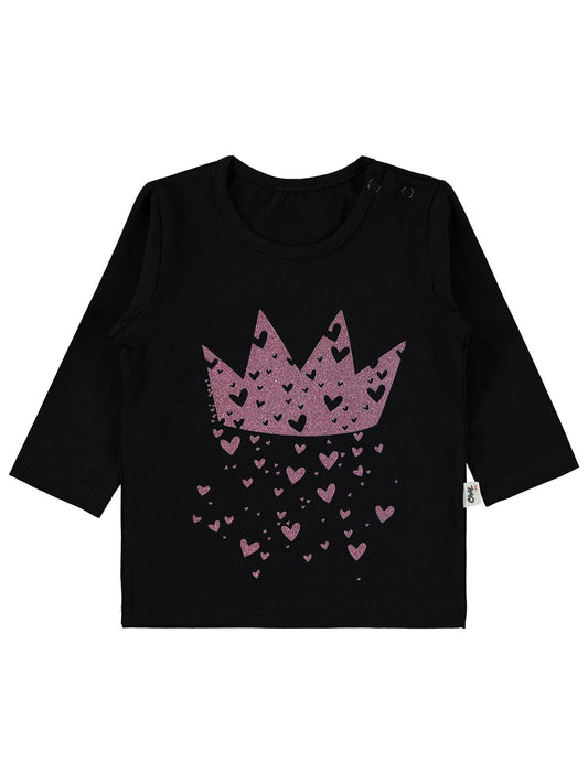 Civil Baby Taç Kalp Baskılı 6-18 Ay Sweatshirt - Siyah