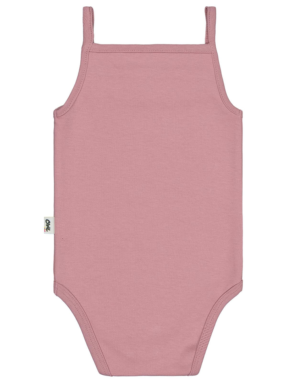 Civil Baby Penye İp Askılı Dantelli  Kız Çıtçıtlı Badi - Pembe