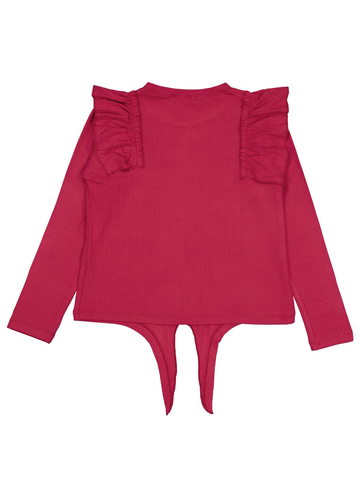 Civil Kız Çocuk Omuz Fırfırlı Sweatshirt | Raporlu İnterlok Uzun Kol | Okul Kreş ve Günlük Kullanım - Kırmızı