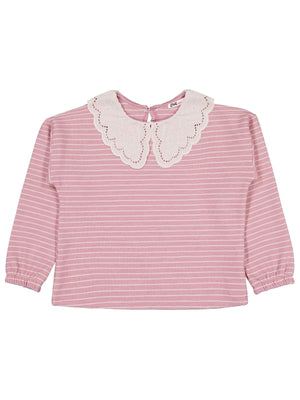 Civil Girls Çizgili 6-9 Yaş Sweatshirt - Pembe