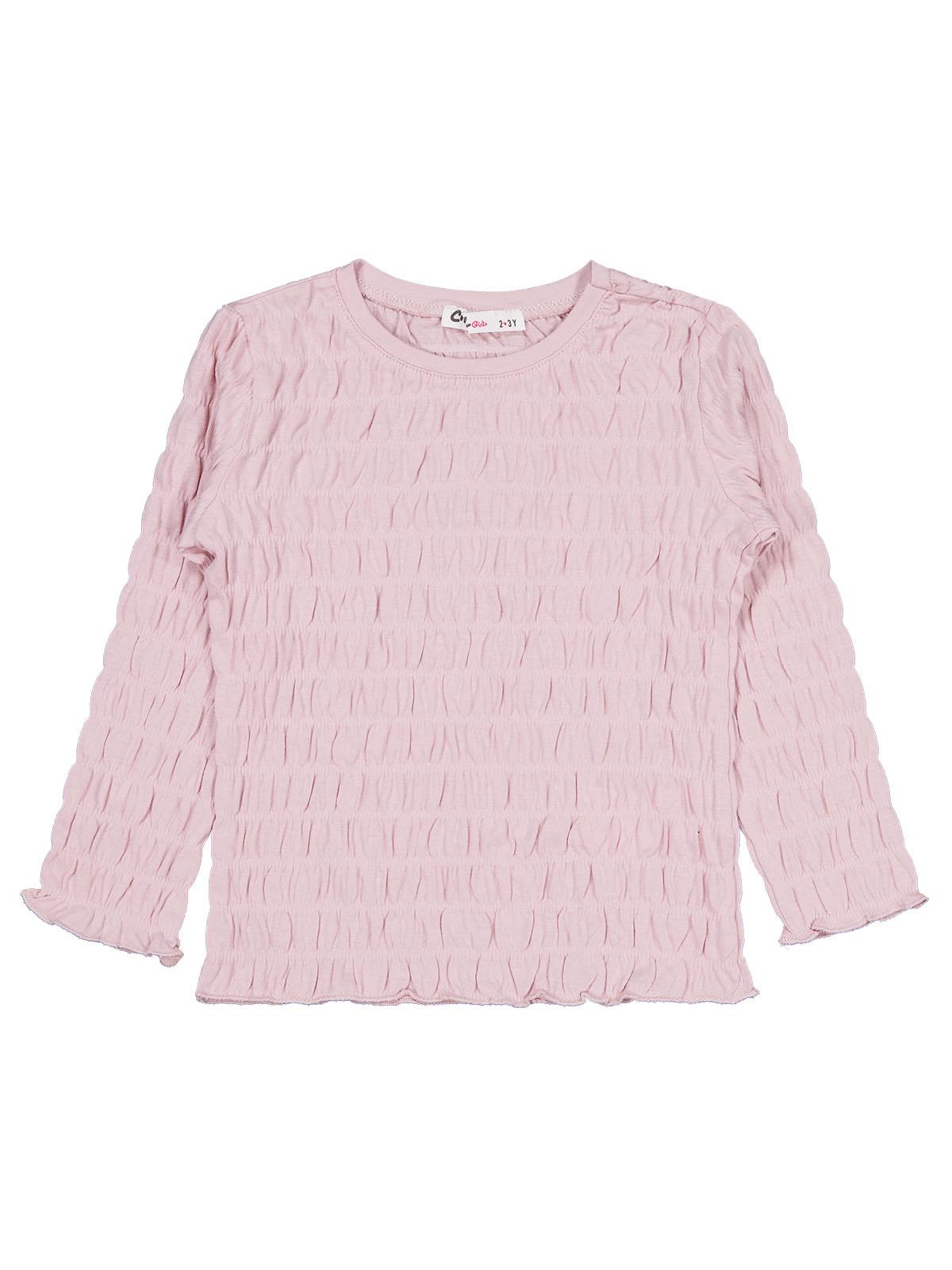 Civil Girls Kız Çocuk Raporlu Sweatshirt | Jakarlı Likralı Süprem Uzun Kol | Okul Kreş ve Günlük Kullanım - Pembe
