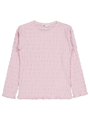 Civil Kız Çocuk Raporlu Sweatshirt | Jakarlı Likralı Süprem Uzun Kol | Okul Kreş ve Günlük Kullanım - Pembe