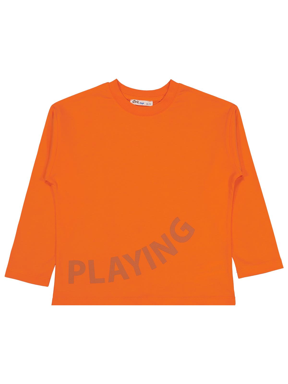 Civil Boys Never Gıve Up Baskılı 6-9 Yaş Sweatshirt - Turuncu