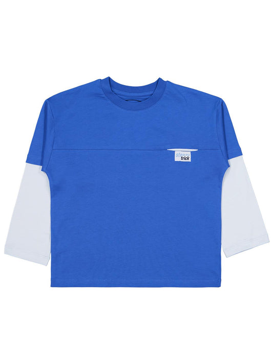 Civil Erkek Çocuk Çıkma Kol - Etiketli Sweatshirt | Süprem Uzun Kol | Okul Kreş ve Günlük Kullanım - Mavi