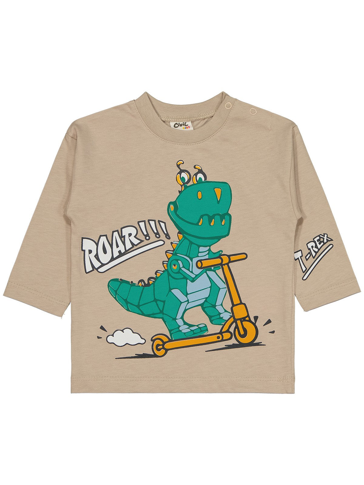 Civil Baby Dinazor Nakışlı 6-18 Ay Sweatshirt - Bej