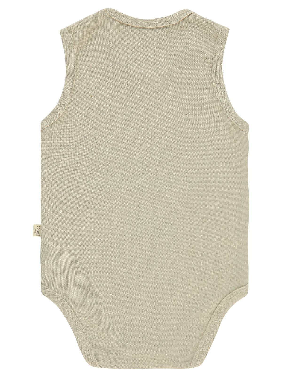Civil Baby 5 li Organik Sıfır Kol 0-36 Ay Çıtçıtlı Badi - Bej