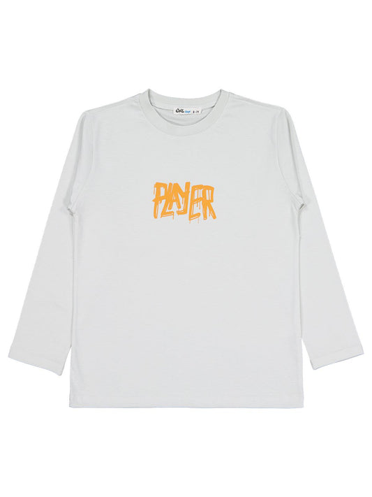 Civil Erkek Çocuk Player Baskılı Sweatshirt | Süprem Uzun Kol | Okul Kreş ve Günlük Kullanım - Gri