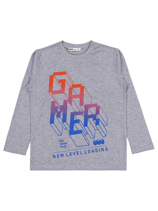 Civil Erkek Çocuk Gamer Baskılı Sweatshirt | Süprem Uzun Kol | Okul Kreş ve Günlük Kullanım - Gri