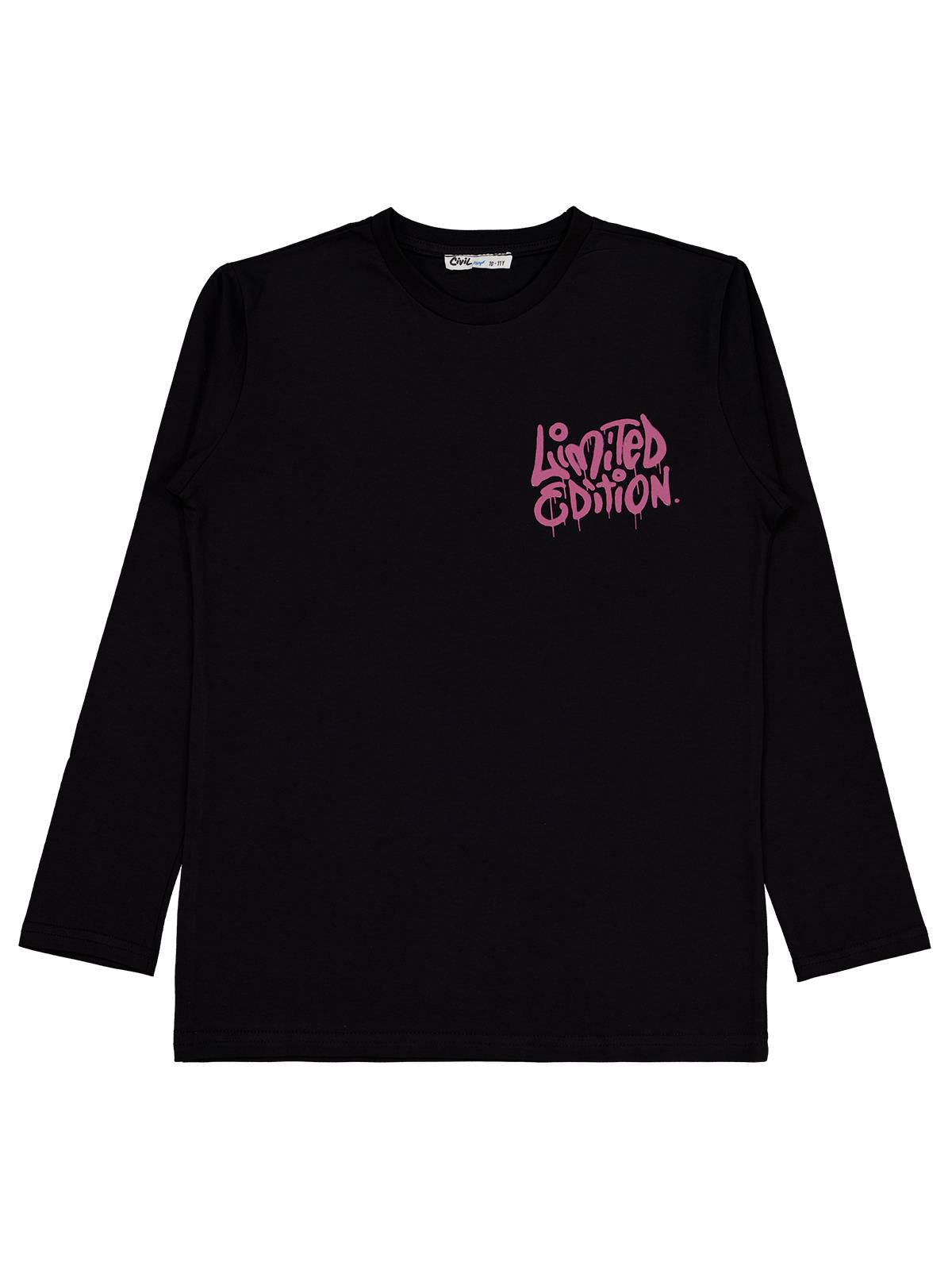 Civil Erkek Çocuk Limited Edition Baskılı Sweatshirt | Süprem | Okul Kreş ve Günlük Kullanım - Siyah