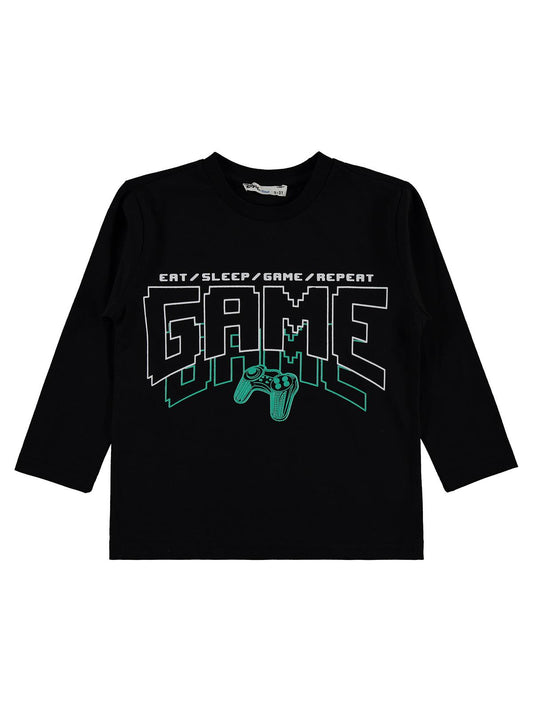 Civil Erkek Çocuk Game Baskılı Sweatshirt | Süprem Uzun Kol | Okul Kreş ve Günlük Kullanım - Siyah