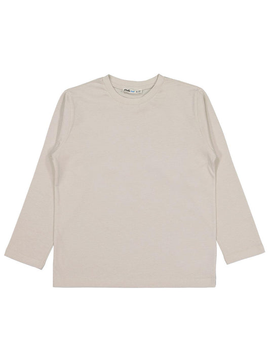 Civil Erkek Çocuk Basic Sweatshirt | Süprem Uzun Kol Bisiklet Yaka | Okul Kreş ve Günlük Kullanım - Bej