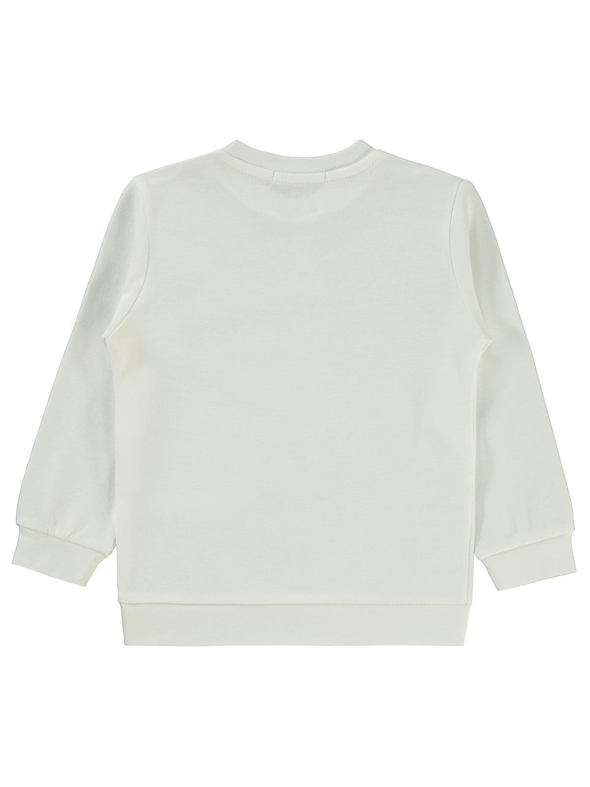 Civil Kız Çocuk Düz Sweatshirt | İnterlok Uzun Kol Bisiklet Yaka | Okul Kreş ve Günlük Kullanım - Ekru