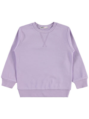 Civil Kız Çocuk Düz Sweatshirt | İnterlok Uzun Kol Bisiklet Yaka | Okul Kreş ve Günlük Kullanım - Lila